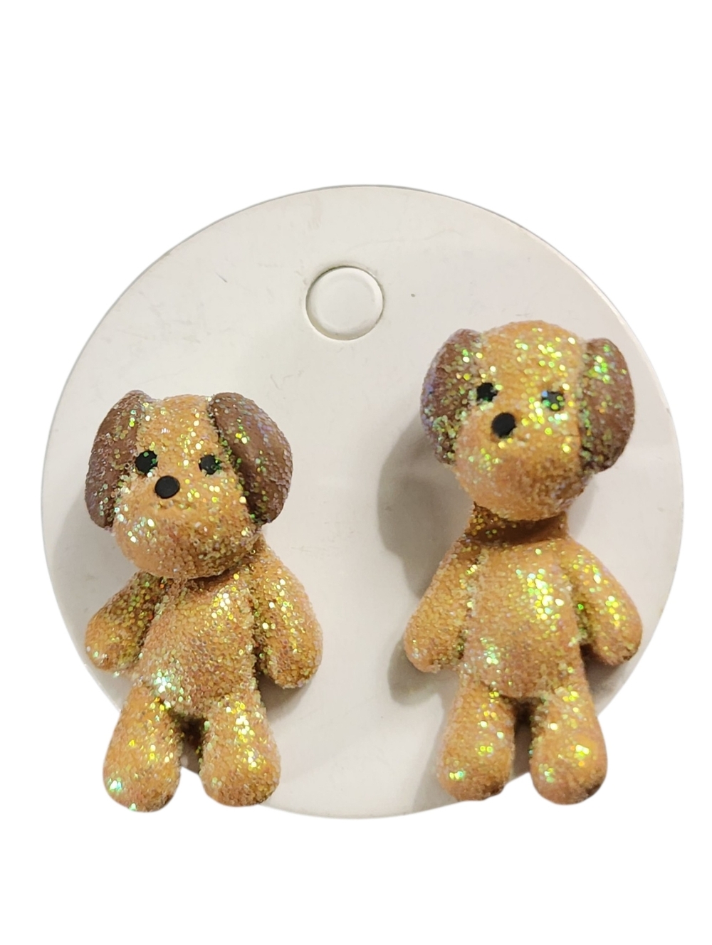 Glitter Puppy Stud Earrings - Gold